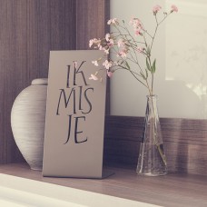 Gedenkplaat gepoederlakte inox taupe 'Ik mis je'